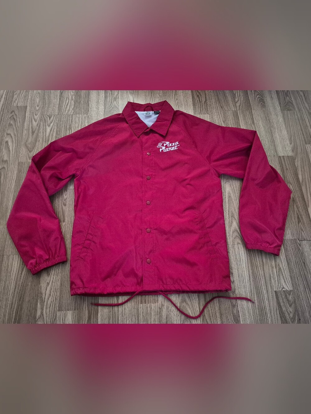 Disney Pixar Toy Story Pizza Planet Red Windbreaker Collared Jacket